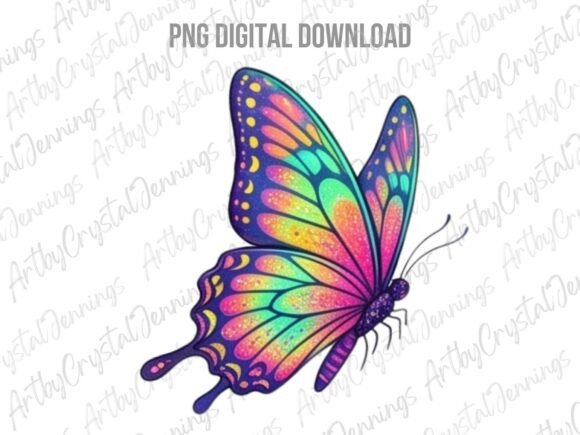 Download Vibrant Rainbow Butterfly PNG - Png Collection