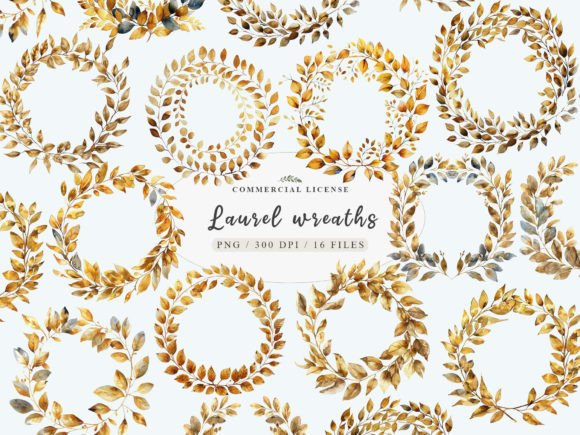 Download Laurel Wreath Clipart, Gold Leaves Png - Png Collection