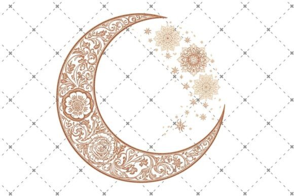 Download Elegant Floral Crescent Moon PNG - Png Collection