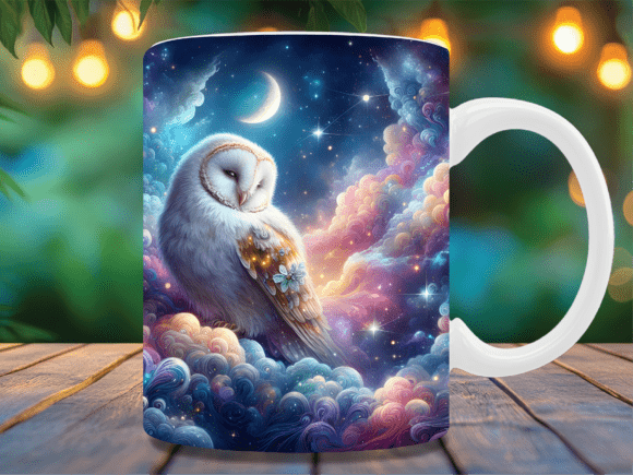 Download Dreaming Owl Pastel Galaxy Mug Wrap - Owl Collection
