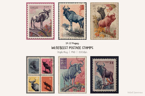 Download Wildebeest Postage Stamps 24 Png - Png Collection