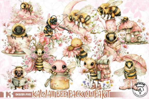 Download Kawaii Bee Pack PNG - Png Collection