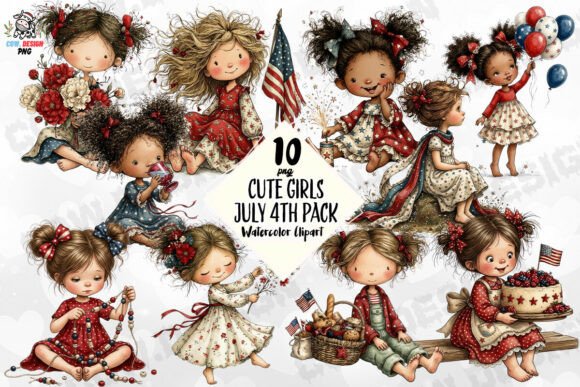 Download Cute Girls July 4th Pack PNG - Png Collection