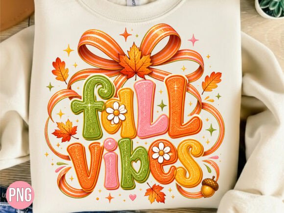 Download Retro Fall Vibes Glitter Bow Maple PNG - Png Collection