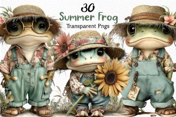 Download Whimsical Summer Frog Clipart PNG - Png Collection