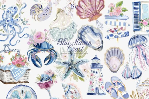 Download Romantic Coastal Clipart Png Set - Png Collection