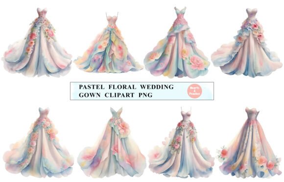 Download Pastel Floral Wedding Gown Clipart PNG - Png Collection