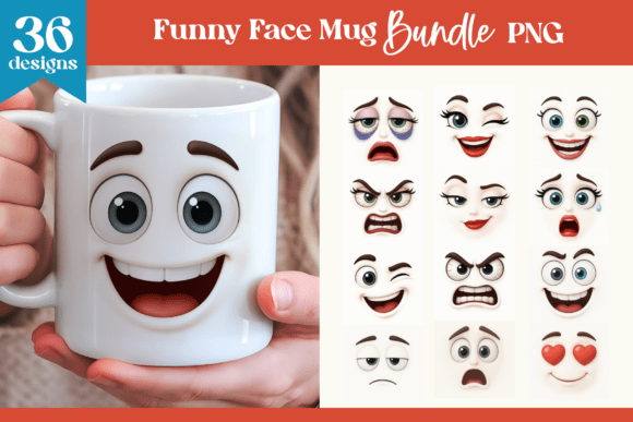 Download Funny Face Mug Wraps Bundle PNG - Png Collection
