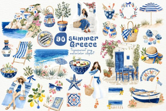 Download Watercolor Summer Greece PNG Clipart - Png Collection