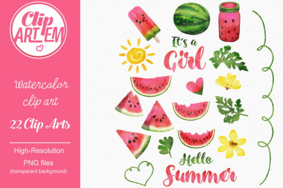 Download Watermelon Watercolor Summer Set PNG - Png Collection