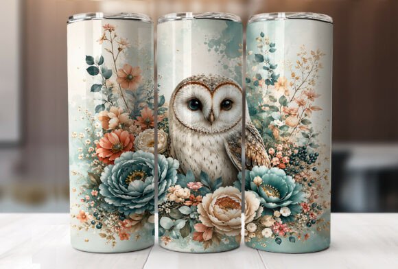 Download Woodland Owl Floral 20 Oz Tumbler Wraps - Owl Collection