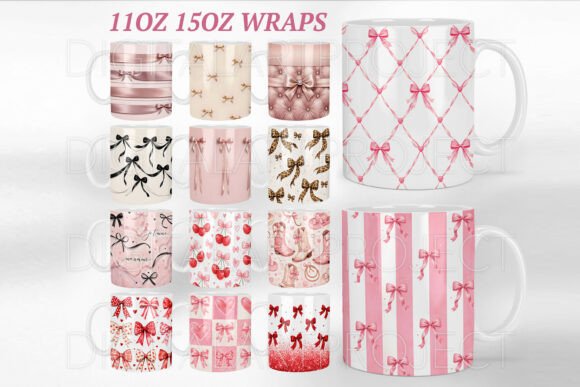 Download Coquette Bow Mug Wraps PNG Bundle, Bow - Png Collection