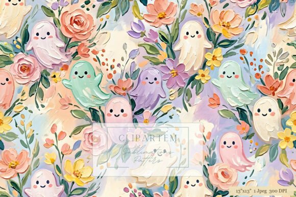 Download Pastel Ghost Floral Pattern PNG - Png Collection