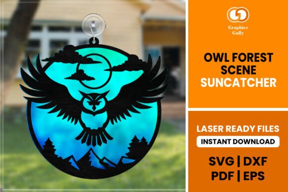 Download Owl Forest Scene Suncatcher SVG - Premium Resources