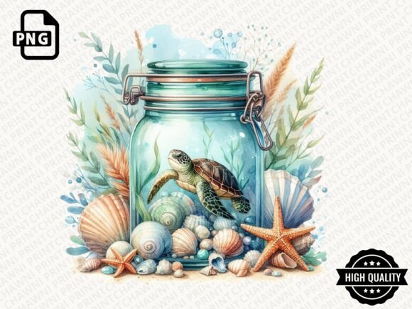 Download Summer Seashell Jar Clipart PNG - Png Collection