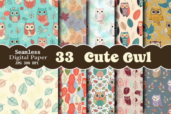 Download Cute Owl Digital Papers Set - Owl Collection