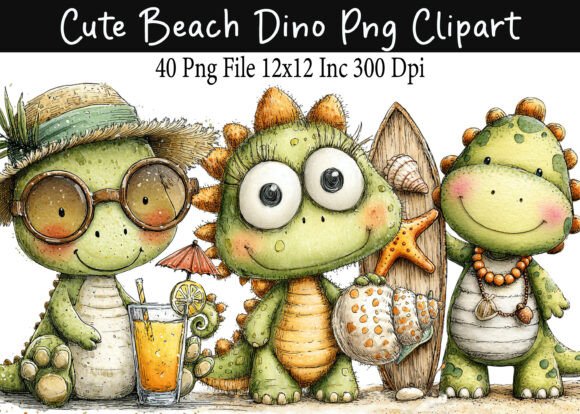 Download Cute Beach Dino PNG Clipart - Png Collection