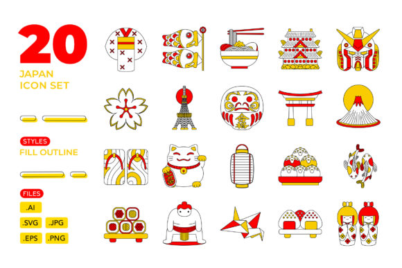 Download Japan Icon Set (Fill Outline) - Premium Resources