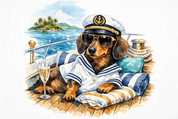 Download Cute Yacht Dachshund Dog PNG - Png Collection
