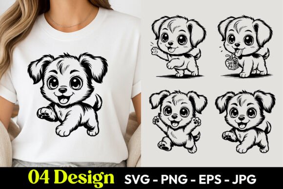 Download Cute Puppy Cartoon TShirt SVG PNG - Png Collection