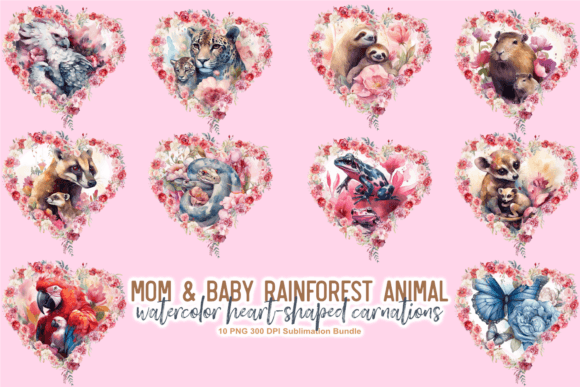 Download Mom &amp; Baby Rainforest Animal Wreath PNG - Png Collection