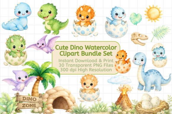 Download Watercolor Dino PNG Bundle - Png Collection