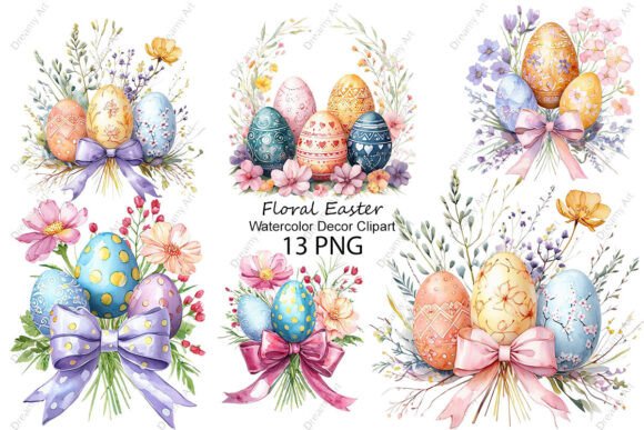 Download Watercolor Floral Easter Decor Clipart - Easter decor clipart Collection