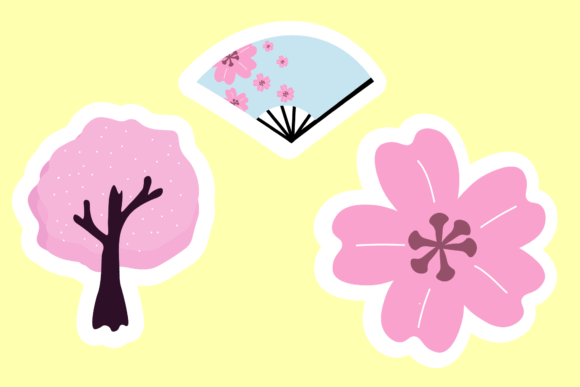 Download Cherry Blossoms and Hand Fan Icon Japan - Premium Resources