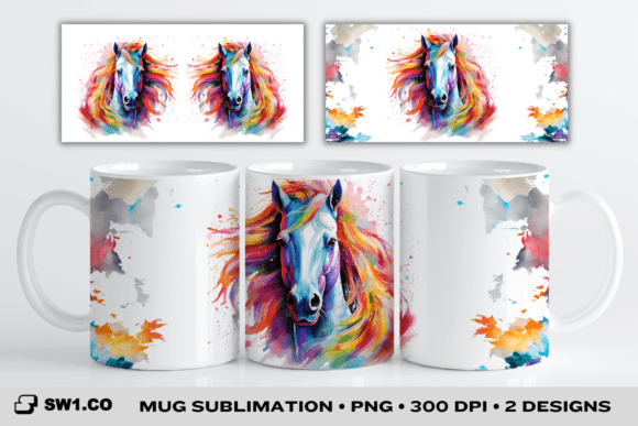 Download Rainbow Horse Mug Sublimation Wrap PNG - Png Collection