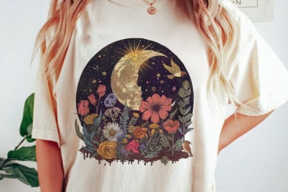 Download Dreamy Moon Garden Birds Art Png - Png Collection