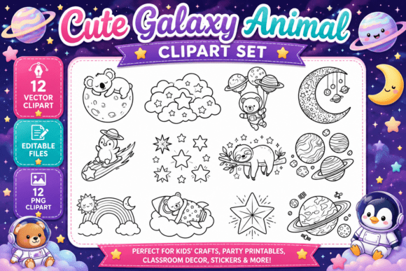 Download Cute Galaxy Animal Digital Clipart PNG - Png Collection