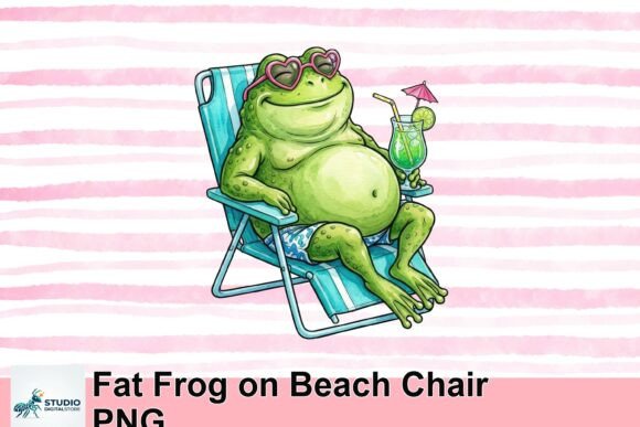 Download Fat Frog on Beach Chair PNG - Png Collection