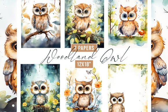 Download Watercolor Woodland Owl Background - Owl Collection