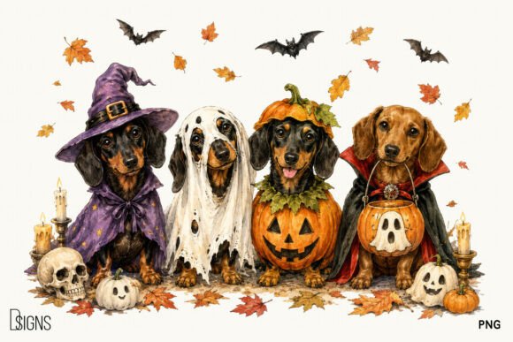 Download Cute Halloween Fall Dachshund Dog PNG - Png Collection