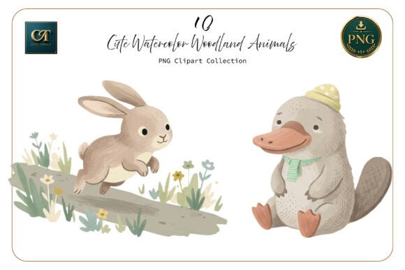 Download Cute Woodland Watercolor Style PNG Set - Png Collection