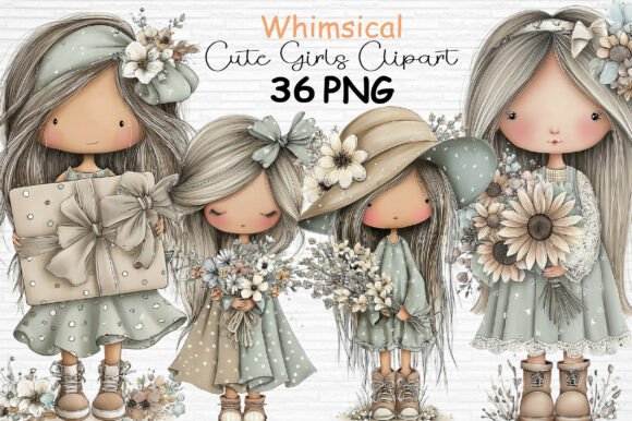 Download Whimsical Cute Girls Clipart PNG - Png Collection