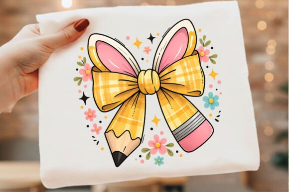 Download Easter Bunny Teacher Pencil Bow Png - Png Collection