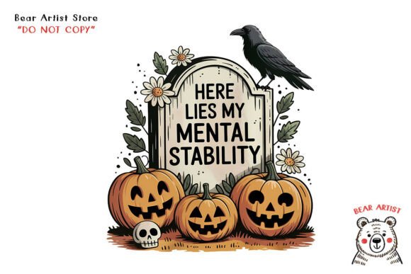Download Here Lies My Mental Stability, Retro Halloween PNG - Png Collection