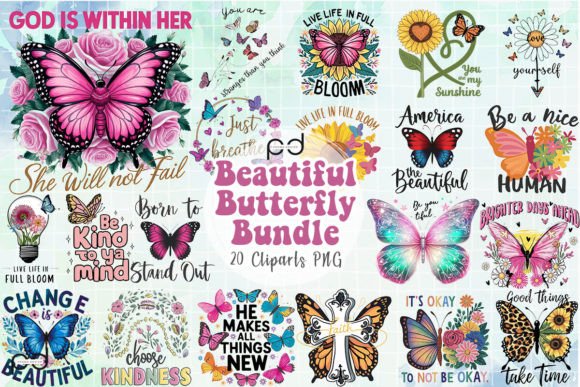 Download Beautiful Butterfly Bundle Clipart PNG - Png Collection