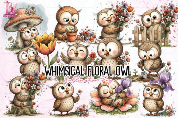 Download Whimsical Floral Owl PNG - Premium Resources
