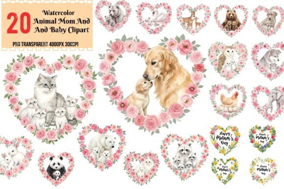 Download 20 Watercolor Animal Mom and Baby Png - Png Collection