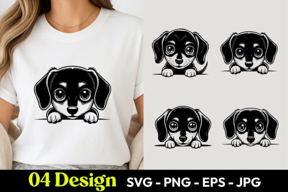 Download Cute Dachshund Peeking TShirt SVG PNG - Png Collection
