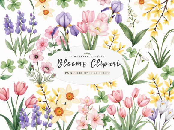 Download Watercolor Botanical Spring Blooms Png - Png Collection