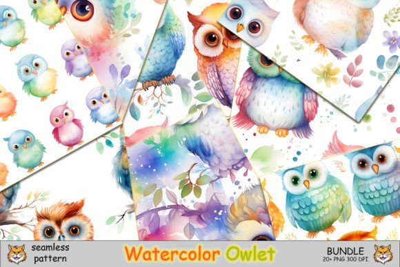 Download Baby Owlet Seamless Pattern Bundle - Owl Collection