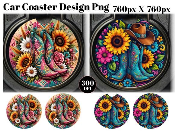Download Floral Boots Car Coaster PNG Sublimation - Png Collection