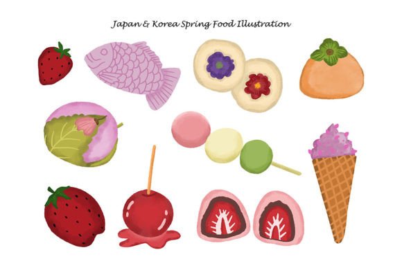 Download Cute Spring Food Korea and Japan Element - Premium Bundle