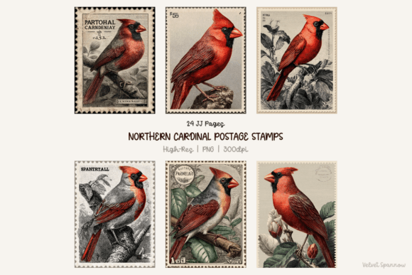 Download Northern Cardinal Postage Stamps 24 Png - Png Collection