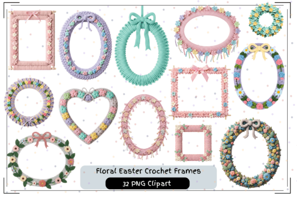 Download Floral Easter Crochet Frames PNG Bundle - Png Collection