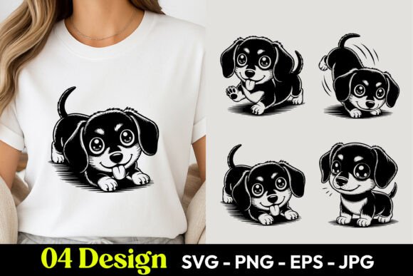 Download Cute Dachshund Puppy TShirt SVG PNG - Png Collection