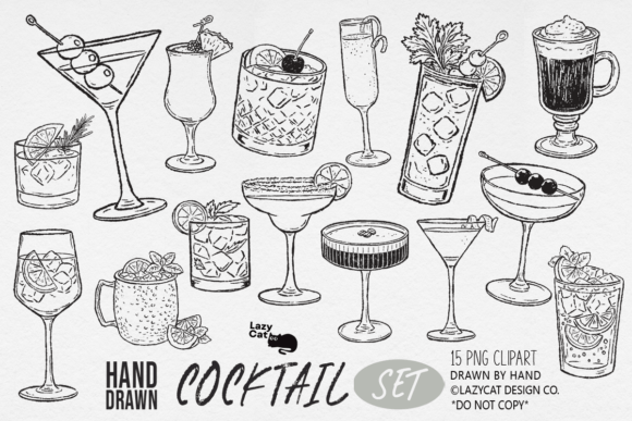 Download Cocktail Summer Set Hand Drawn PNG - Png Collection